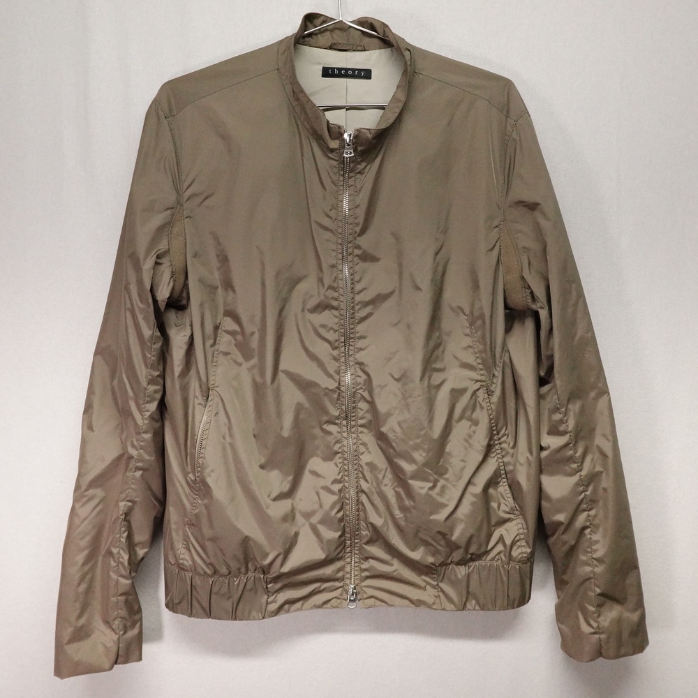 Theory Jacket Womens Medium Brown Nylon Bomber Full Zip Lightweight Minimalist
